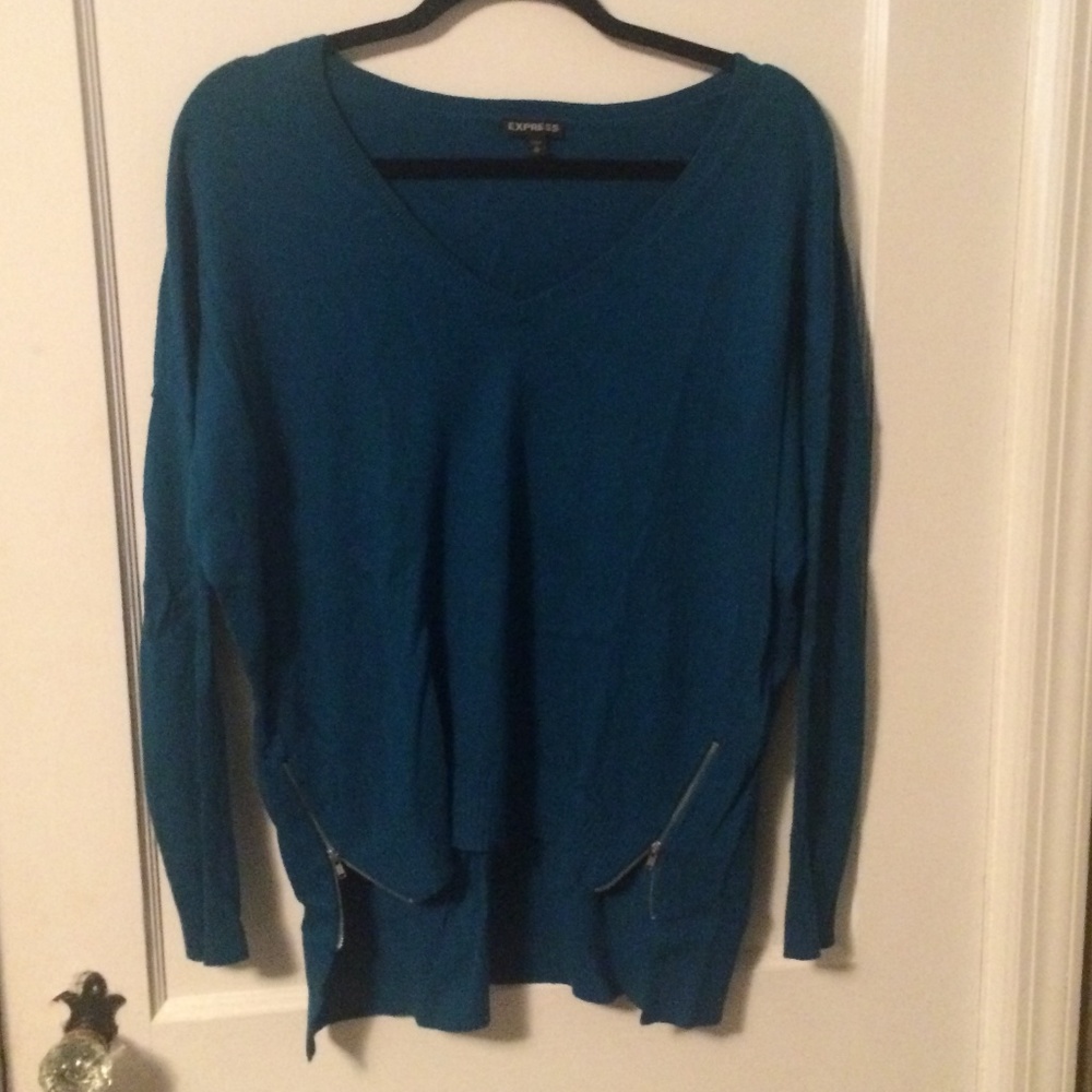 Express Sweater Double Zip Vent Blue Size XS